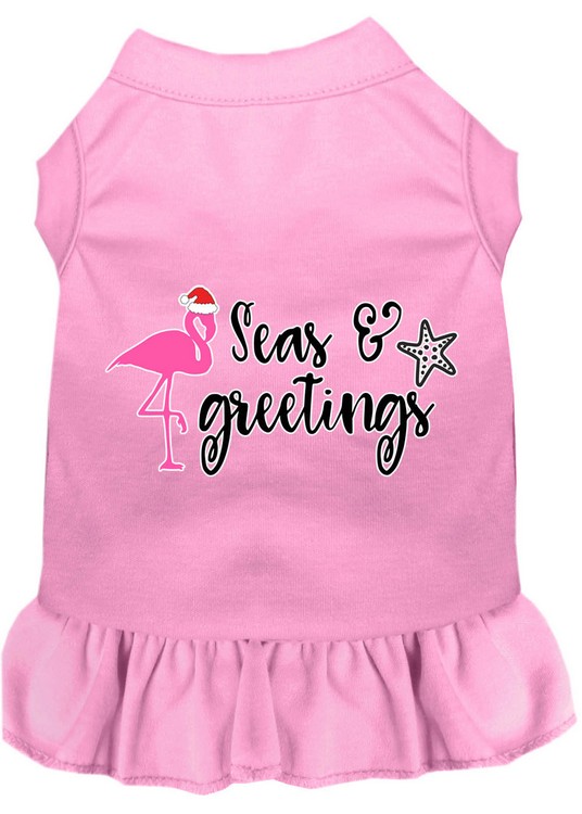 Seas and Greetings Screen Print Dog Dress Light Pink XS